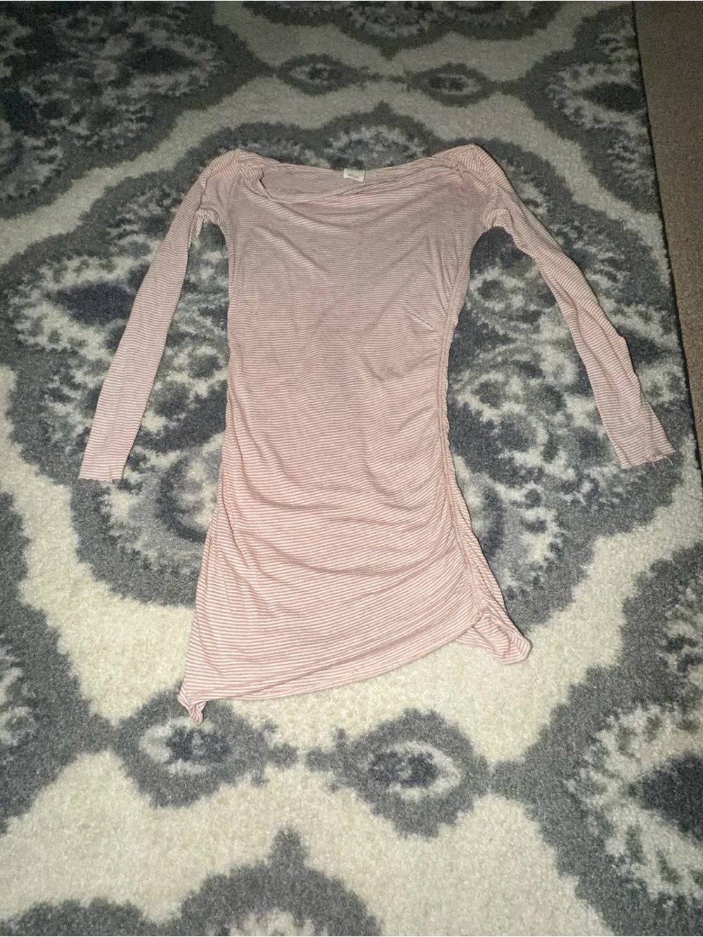 Free People Blush Striped Long Sleeve Boatneck Dress